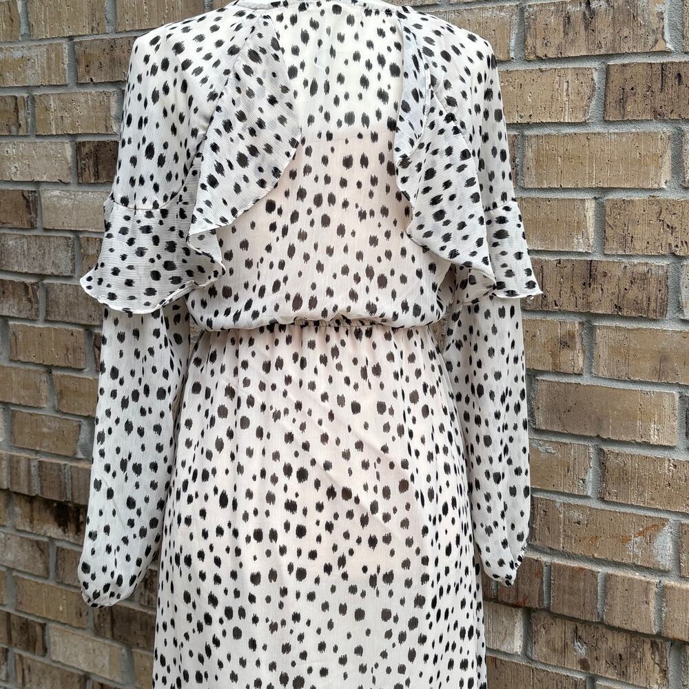 Living Doll Dalmatian Print Ruffle Sleeve Midi Dress Womens Flowy Boho Sz M - Picture 7 of 14